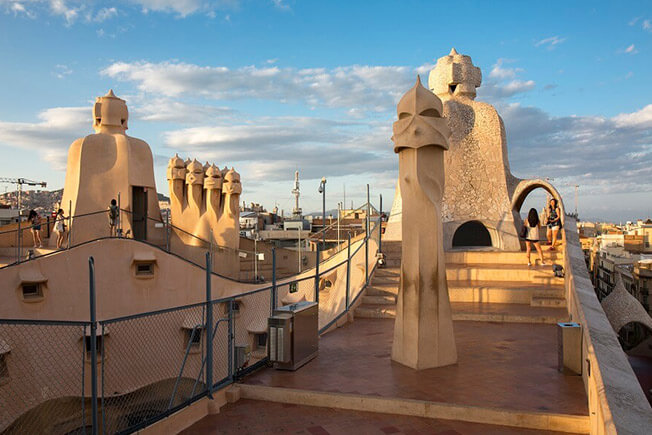 visit pedrera by day roof terrace
